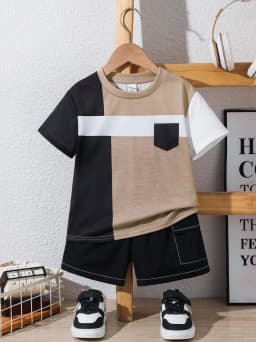 Children's T-Shirt Boy Simple Letter Printed Summer Street Sports Short Sleeve Set Fashion Comfortable Children's Clothing Boys