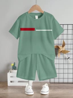Children's T-Shirt Boy Simple Letter Printed Summer Street Sports Short Sleeve Set Fashion Comfortable Children's Clothing Boys