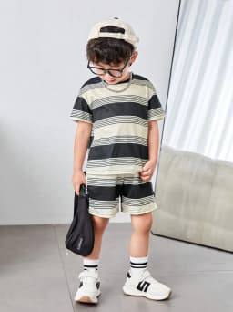 Children's T-Shirt Boy Simple Letter Printed Summer Street Sports Short Sleeve Set Fashion Comfortable Children's Clothing Boys