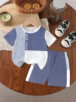 Children's T-Shirt Boy Simple Letter Printed Summer Street Sports Short Sleeve Set Fashion Comfortable Children's Clothing Boys