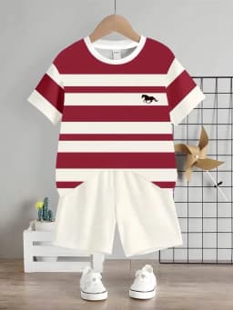 Children's T-Shirt Boy Simple Letter Printed Summer Street Sports Short Sleeve Set Fashion Comfortable Children's Clothing Boys