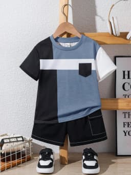 Children's T-Shirt Boy Simple Letter Printed Summer Street Sports Short Sleeve Set Fashion Comfortable Children's Clothing Boys