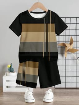 Children's T-Shirt Boy Simple Letter Printed Summer Street Sports Short Sleeve Set Fashion Comfortable Children's Clothing Boys