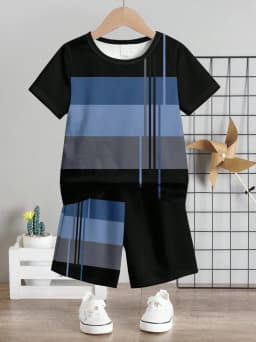 Children's T-Shirt Boy Simple Letter Printed Summer Street Sports Short Sleeve Set Fashion Comfortable Children's Clothing Boys