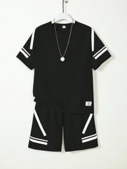Children's T-Shirt Boy Simple Letter Printed Summer Street Sports Short Sleeve Set Fashion Comfortable Children's Clothing Boys