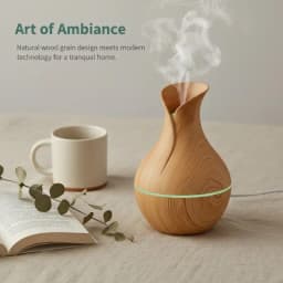 1Pcs Mushroom/Vase Style 200ML Wood Grain LED Light Air Humidifier Aromatherapy Essential Oil Diffuser Colorful Atmosphere Lamp
