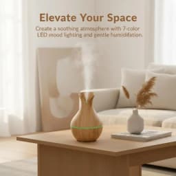 1Pcs Mushroom/Vase Style 200ML Wood Grain LED Light Air Humidifier Aromatherapy Essential Oil Diffuser Colorful Atmosphere Lamp