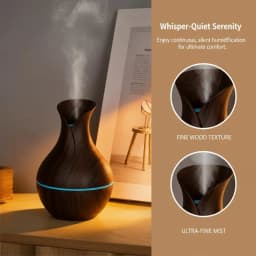 1Pcs Mushroom/Vase Style 200ML Wood Grain LED Light Air Humidifier Aromatherapy Essential Oil Diffuser Colorful Atmosphere Lamp