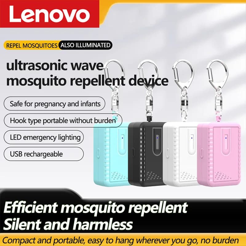 Lenovo Portable Ultrasonic Mosquito Repellent Rechargeable with LED Flashlight Mini Electronic Bug Repeller for Outdoor Camping