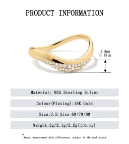 Original Certificate Dôme Figure Diamond Dipped Ring Elegant Designer Fine Jewelry Women 925 Sterling Silver Stylish Wavy Rings