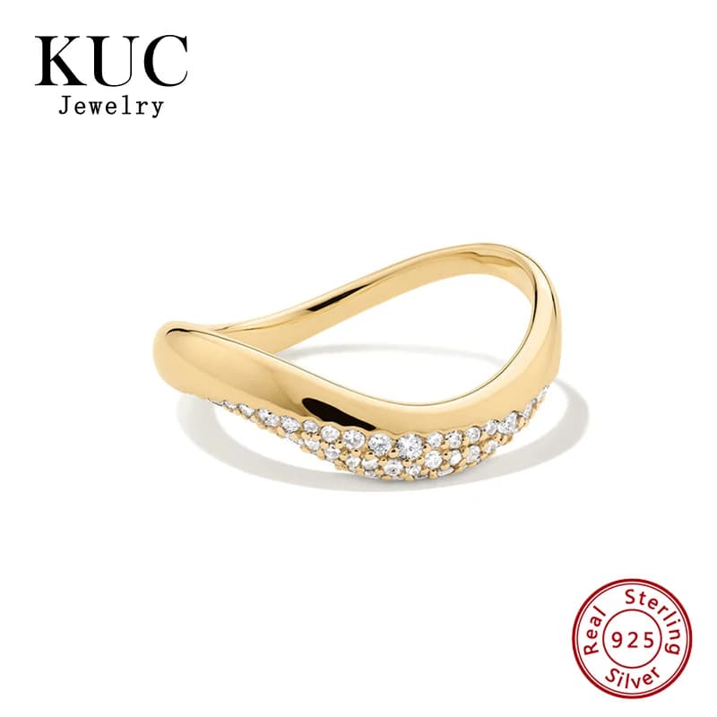 Original Certificate Dôme Figure Diamond Dipped Ring Elegant Designer Fine Jewelry Women 925 Sterling Silver Stylish Wavy Rings