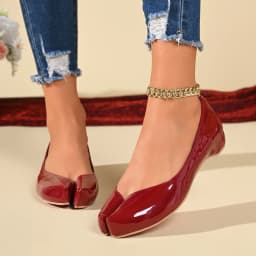 Wine Red Patent Women Loafers Designer Tabi Ninja Ballet Flats Split Toe Mary Jean Shoes 2026 Simmer Ins Street Woman Pumps