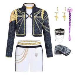 Kids Pop Music Singer Role Play 3 Pieces Clothing Set Korean Style Costume Stage Performance Girls Team Uniform Vest+Coat+Pants
