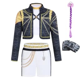 Kids Pop Music Singer Role Play 3 Pieces Clothing Set Korean Style Costume Stage Performance Girls Team Uniform Vest+Coat+Pants