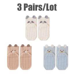 3/5 Pairs Cute Cartoon Baby Socks Anti-slip Rubber Sole Baby Floor Socks Soft Cotton Socks for Newborn Infant Boys Girls