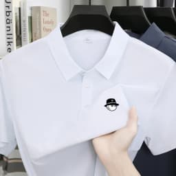Summer Ice Silk Short Sleeve Men's Golf Brand new Polo Shirt Fashion Printed Top Comfortable Breathable Casual Business T-shirt