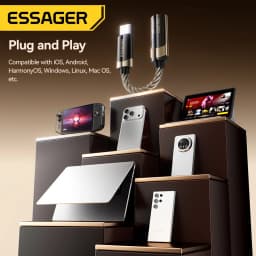 Essager Type C to 3.5mm Hi-Fi Audio Adapter Cable USB-C 3.5 Jack Audio Cable for iphone 17 Huawei Xiaomi Earphone Audio Adapter