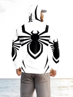 2026 Summer New Style Men's Long-Sleeved Shirt with 3D Spider Pattern Print Comfortable Soft Breathable for Sports Use