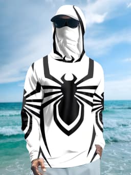 2026 Summer New Style Men's Long-Sleeved Shirt with 3D Spider Pattern Print Comfortable Soft Breathable for Sports Use