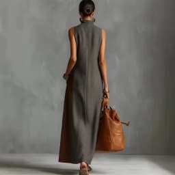 Bohemian Women's Long Dress Summer Color Block Beach Tank Dress Loose Casual High Neck Cutout Maxi Dresses Streetwear Colthing