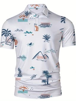 2026 Summer Men's Polo Shirt 3D Print Pattern Breathable Lightweight Casual Fashion Outdoor Beach Men's Clothing