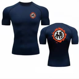 Bandai Dragon Ball Goku "Go" Symbol Print Men's Compression Shirt  Quick-Drying Stretchy Short-Sleeve Fitness & Training Apparel