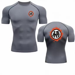 Bandai Dragon Ball Goku "Go" Symbol Print Men's Compression Shirt  Quick-Drying Stretchy Short-Sleeve Fitness & Training Apparel