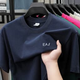 High end brand round neck short sleeved T-shirt letter printed men's top 2026 summer new 100% cotton casual breathable T-shirt