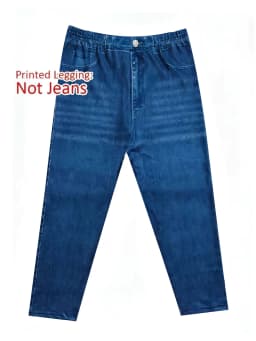 7149Women's Soft Faux Denim Print Shorts Non Hard Denim High Elastic Slim Fit Vacation Capri Pants