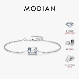 MODIAN Emerald Cut D Color Rectangle Moissanite Bracelet 925 Sterling Silver Luxury Link Chain Bracelet For Women Fine Jewelry