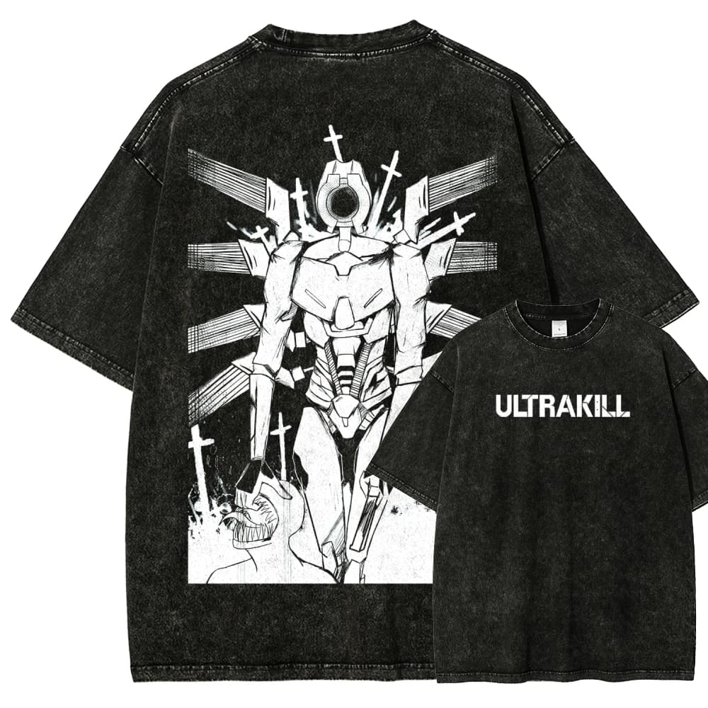 Ultrakill Washed T-shirt 2026 New Model personality Clothes shirt Year round clothing Streetwear Trendy high quality Couples tee