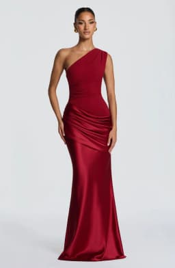 2026 New Light Blue One Shoulder Satin Mermaid Evening Dress for Women, Elegant Folded Formal Party Dress
