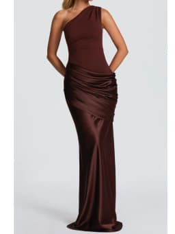 2026 New Light Blue One Shoulder Satin Mermaid Evening Dress for Women, Elegant Folded Formal Party Dress
