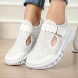 Wide Fit Women's Summer Shoes Mesh Sneakers for Women Adjustable Velcro Closure Comfortable Soft Bottom Walking Shoes for Wide