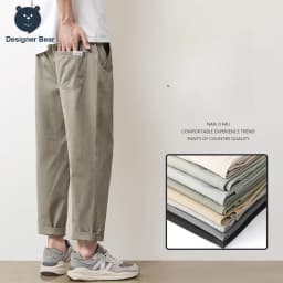 High Quality Summer Thin Men's Casual Pants 95%Cotton Breathable Solid Color Outdoor Elastic Waist Chino Trousers Male Amekaji