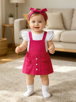 Baby Girl Spring Summer 3-Piece Set Flutter Sleeve T-shirt + Overall Dress + Headband Cute Casual Kids Outfit