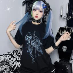 Harajuku Angel Wings Print Cotton Short Sleeve Women's Shirt Summer Kawaii  Casual T-Shirt Subculture Oversize Women's Clothes