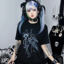 Harajuku Angel Wings Print Cotton Short Sleeve Women's Shirt Summer Kawaii  Casual T-Shirt Subculture Oversize Women's Clothes