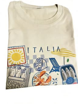 Capri Italia Graphic T-shirt Retro Funny Seafood Vacation Shirt Short Sleeve Crew Neck Casual Top Women's Clothing Oversized