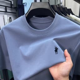 High End Men's Round Neck Half Sleeved T-shirt, Men's Summer Thin Breathable Embroidered Top