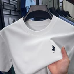 High End Men's Round Neck Half Sleeved T-shirt, Men's Summer Thin Breathable Embroidered Top
