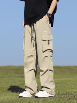 Summer Cargo Pants Men Lightweight Nylon Spandex Ice Silk Cooling Sweatpants Wide Leg Loose Fit Straight Trousers Big Size 8XL
