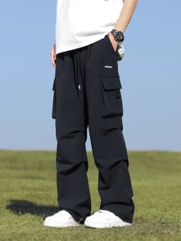 Summer Cargo Pants Men Lightweight Nylon Spandex Ice Silk Cooling Sweatpants Wide Leg Loose Fit Straight Trousers Big Size 8XL
