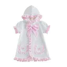 Girls Swim Cover Up Short Sleeve Hooded Plaid Dress Kids Pool Beach Robe for Summer