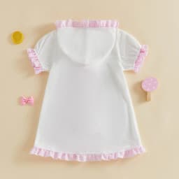 Girls Swim Cover Up Short Sleeve Hooded Plaid Dress Kids Pool Beach Robe for Summer