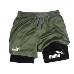 Summer Breathable Two-in-one Double-layer Shorts Men's Elastic Compression Shorts Quick-drying Multi-functional Shorts