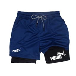 Summer Breathable Two-in-one Double-layer Shorts Men's Elastic Compression Shorts Quick-drying Multi-functional Shorts
