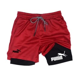 Summer Breathable Two-in-one Double-layer Shorts Men's Elastic Compression Shorts Quick-drying Multi-functional Shorts