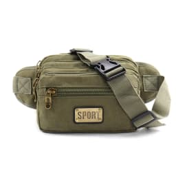 Unisex Canvas Waist Bag Multi-Functional Large-Capacity Chest Bag Multi-Layer Money & Business Cash Organizer for Outdoor Travel