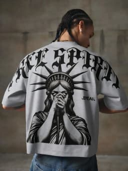 New Men's Summer Gothic Statue of Liberty Printed Comfortable and Breathable Round Neck T-shirt Outdoor Street Top